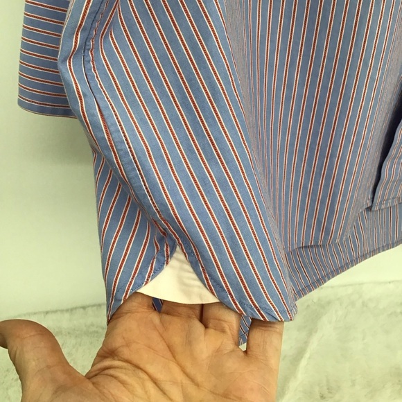 PINK Thomas Pink Men’s Striped Button Down Dress Shirt Career Blue Size 16/34.5 - Picture 6 of 7